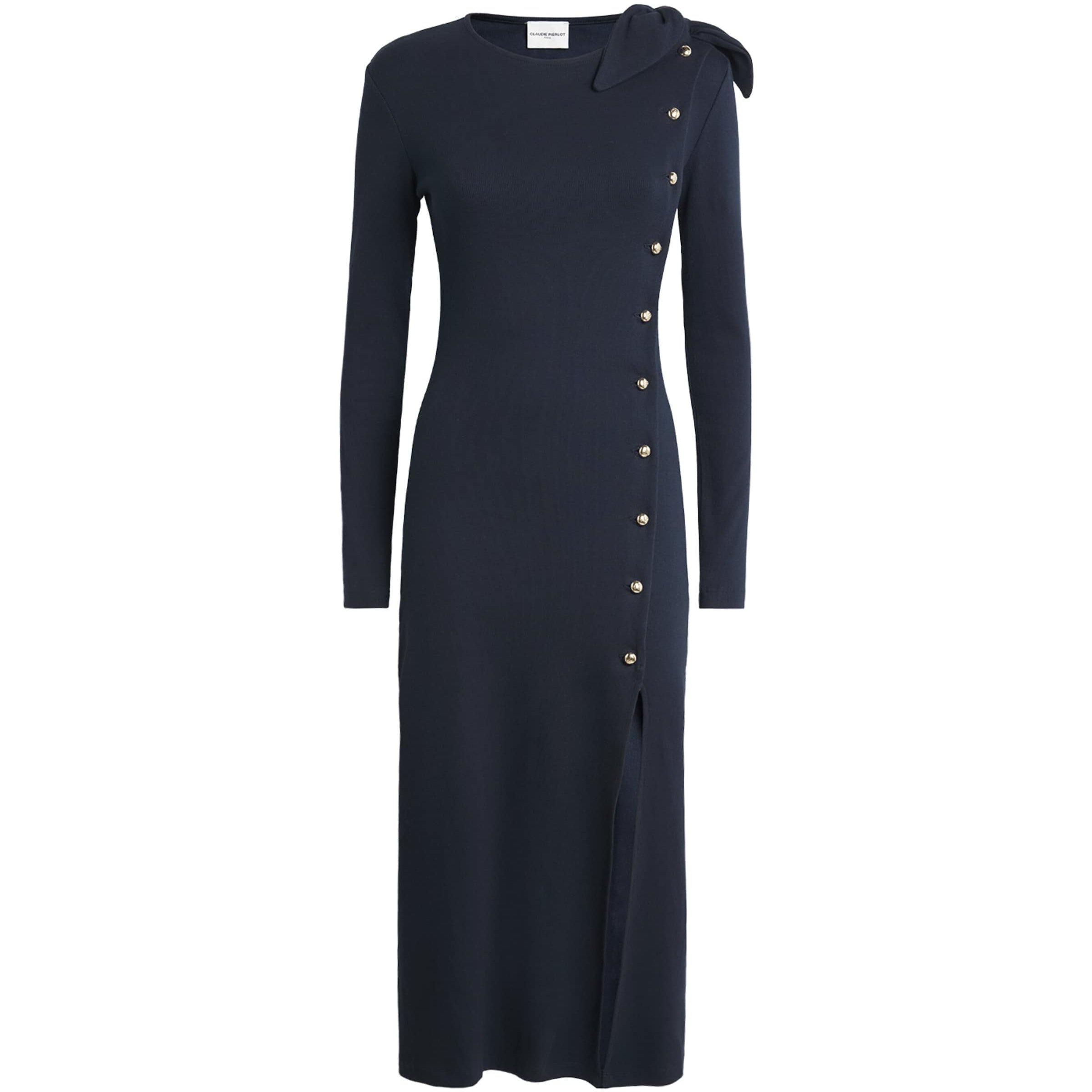 Claudie Pierlot Blue Stretch-Cotton Button Dress