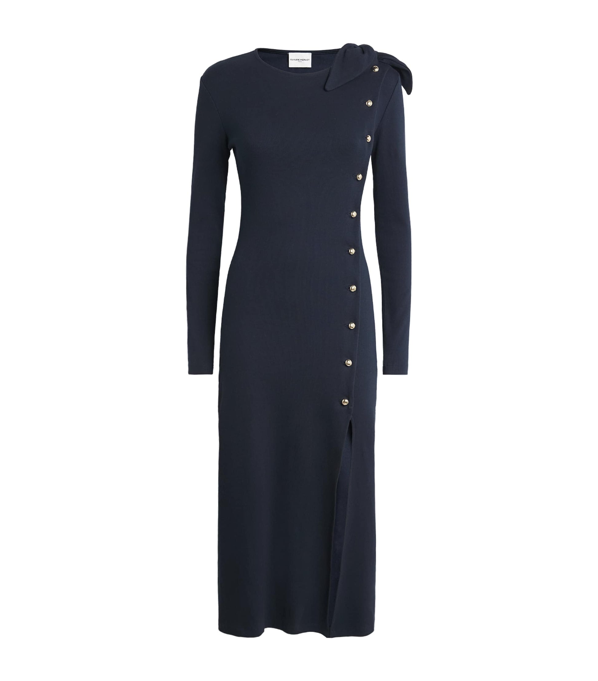 Claudie Pierlot Blue Stretch-Cotton Button Dress