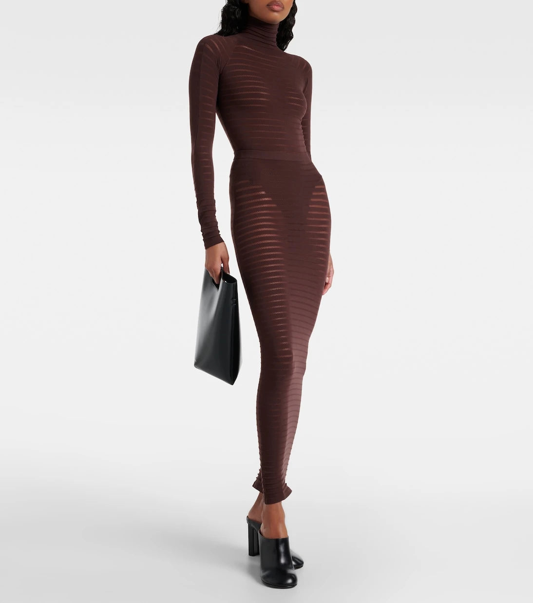 Alaïa - بودي سوت مخطط بياقة مدورة