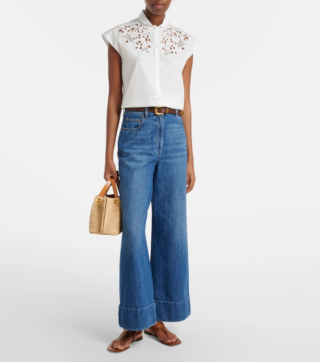 Valentino Garavani - VLogo Small raffia tote bag