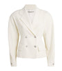White Wool-Blend Crepe Jacket