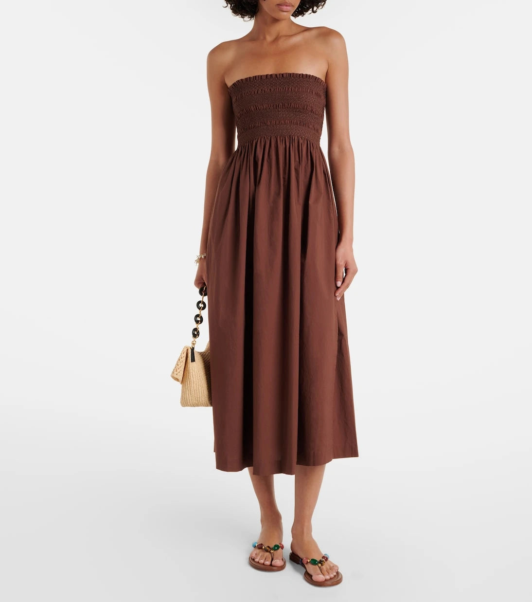 Heidi Klein - Grasse shirred cotton poplin midi dress
