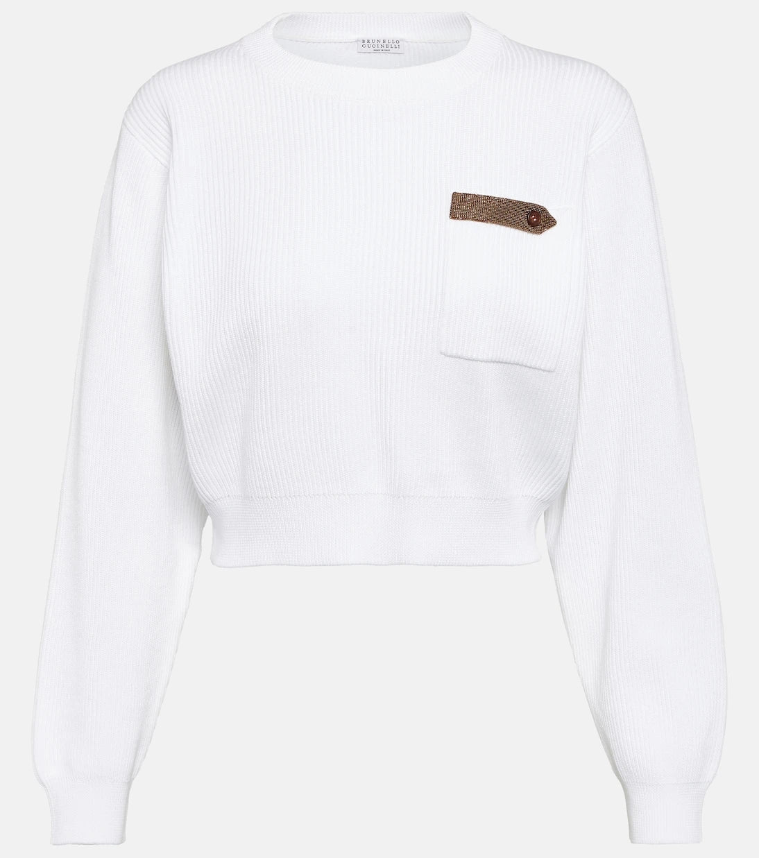 Brunello Cucinelli - Pamuklu jarse crop kazak