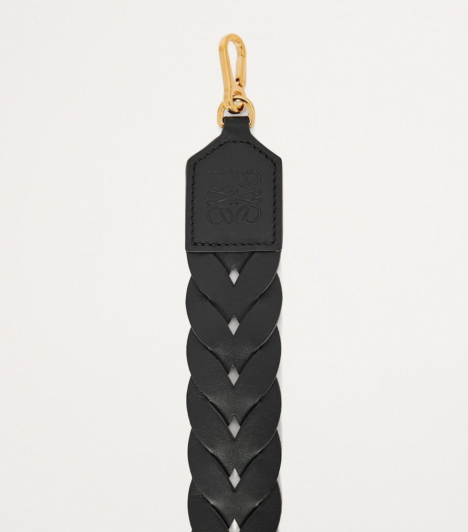 Black Leather Interlace Bag Strap