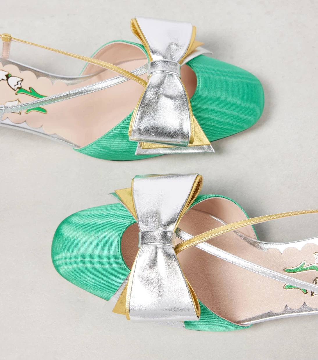Valentino Garavani - Bowow 45 moiré and leather slingback pumps