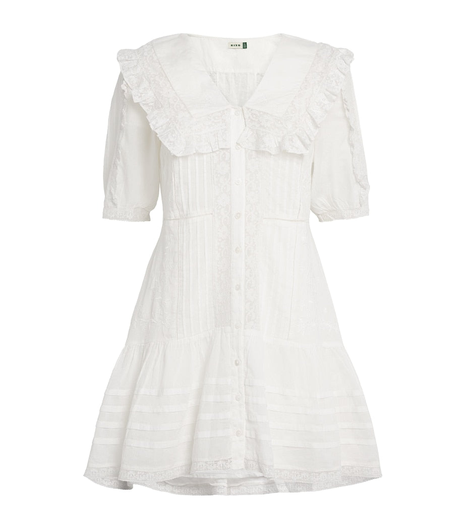 White Cotton Dove Mini Dress