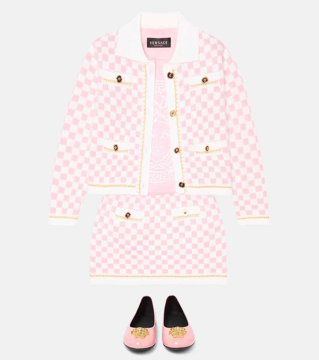 Versace Kids - Medusa checked wool skirt