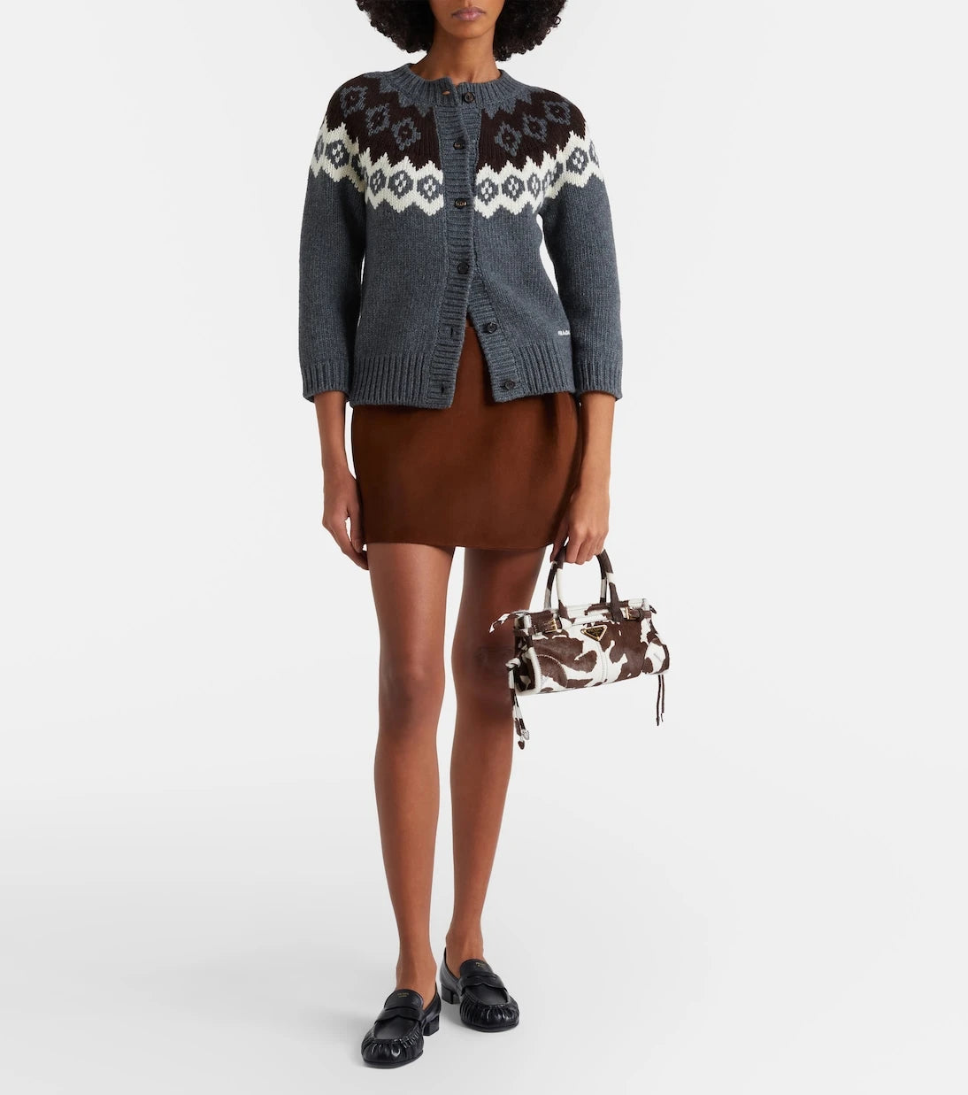 Prada - Gathered suede miniskirt