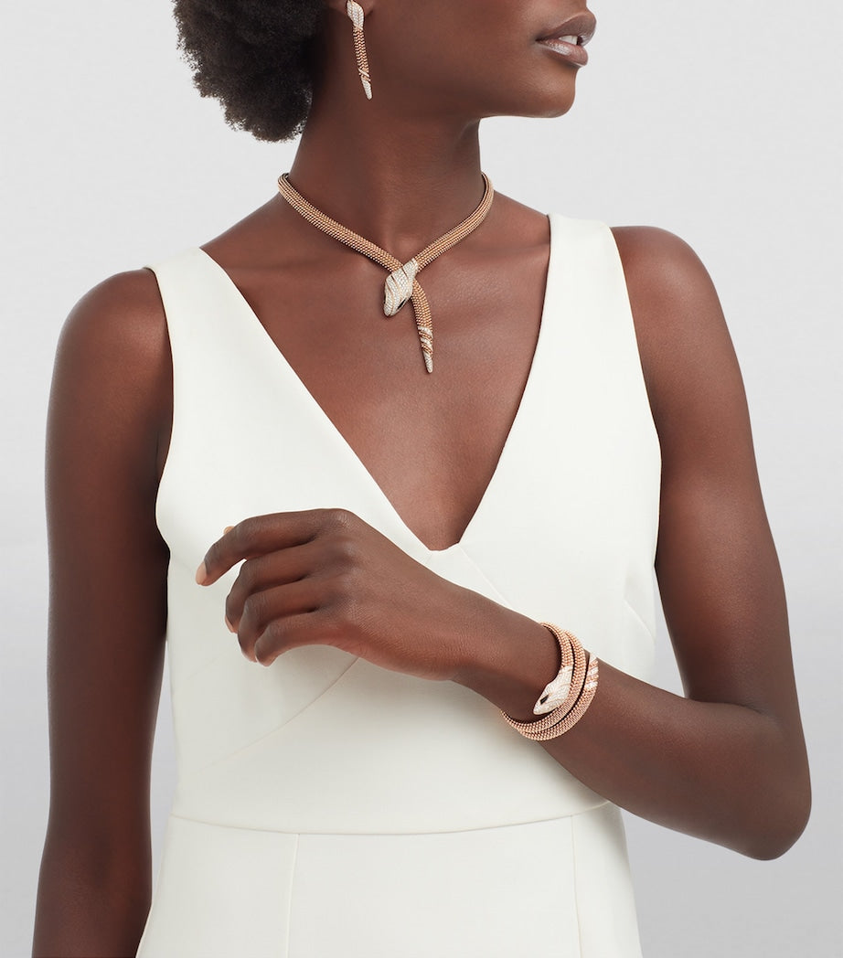 Rose Gold and Diamond Serpenti Pallini Cuff Bracelet