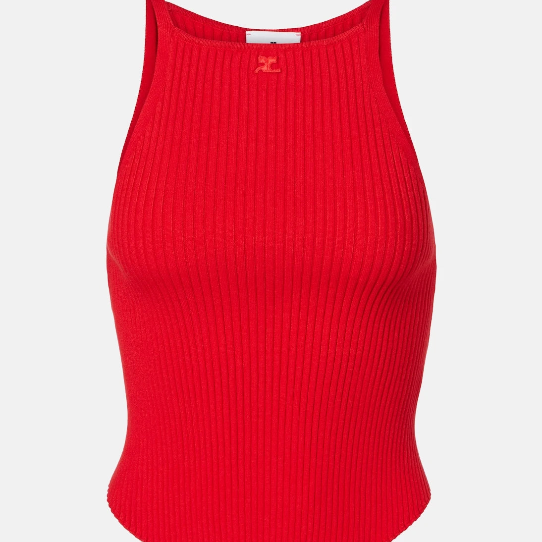 Courrèges - Circle logo ribbed-knit tank top