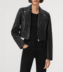 AllSaints Black Cropped Landers Leather Jacket
