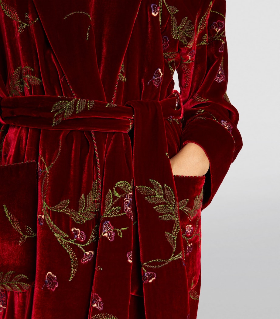 Red Embroidered Velvet Robe