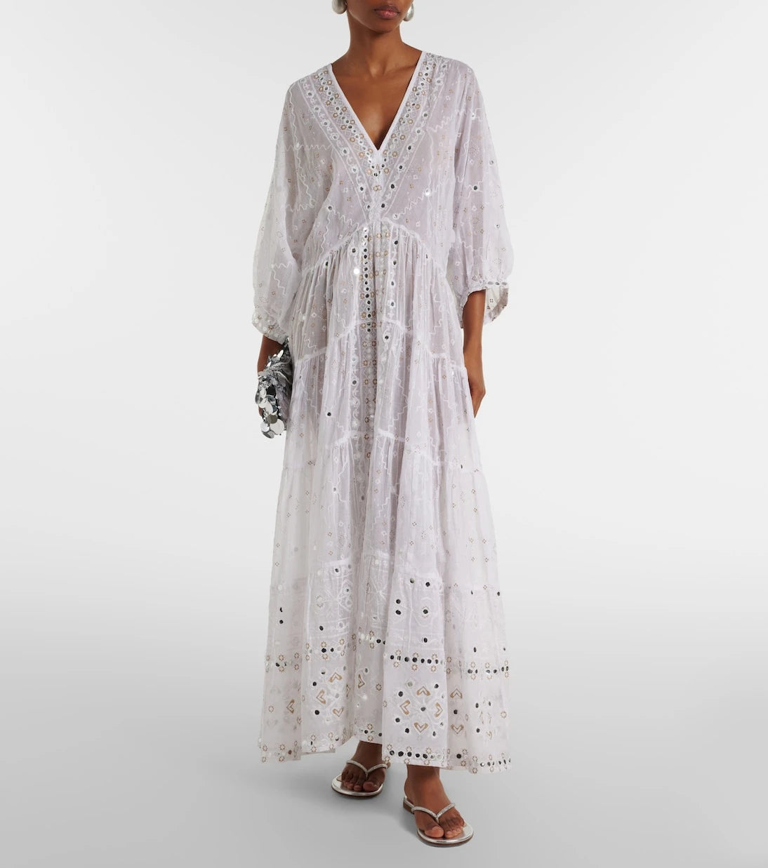 Juliet Dunn - Embellished cotton maxi dress