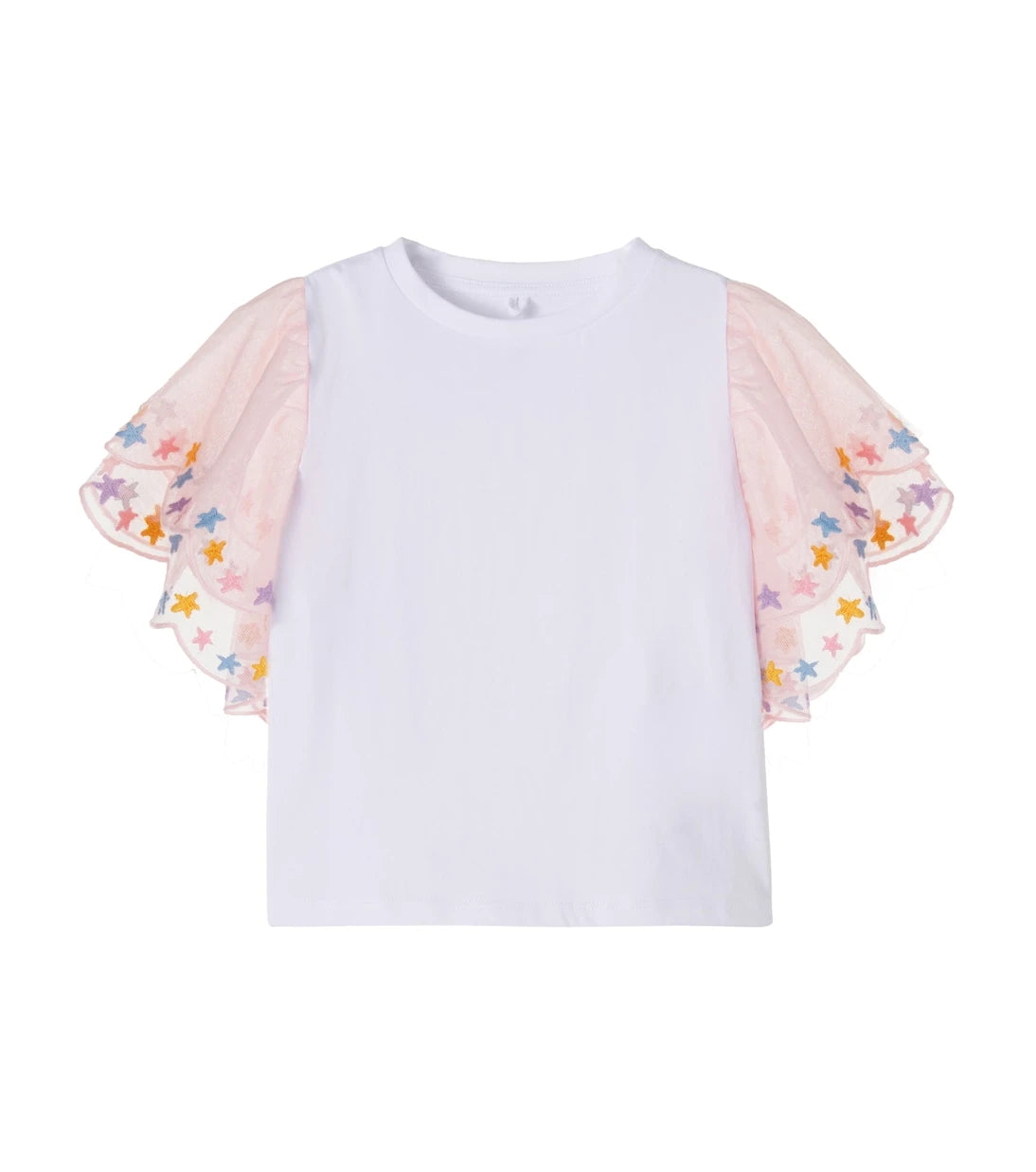 Stella McCartney Kids - Embroidered tulle-trimmed cotton top