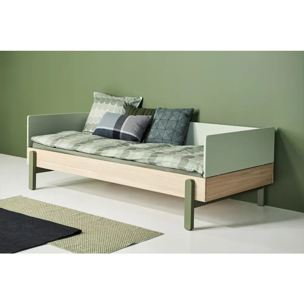 Flexa - Popsicle Oak Bed With Bed Head and Foot 90x200cm | Green