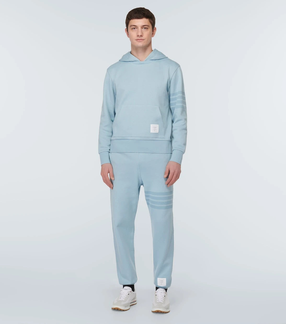 Thom Browne - بنطلون رياضي من جيرسي القطن مخطط بـ 4 خطوط