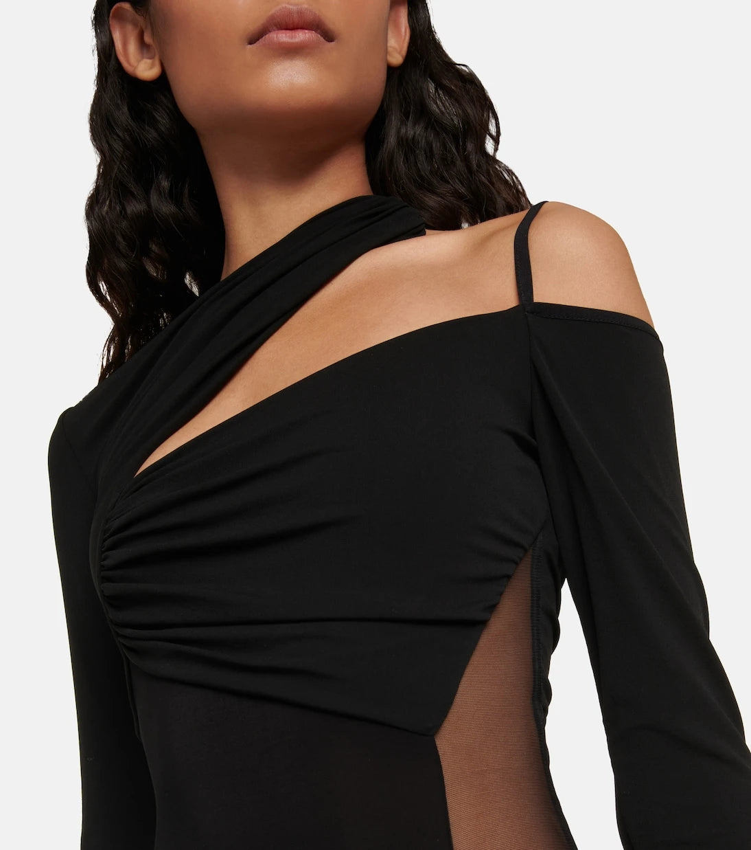 Nensi Dojaka - Asymmetric tulle-paneled bodysuit