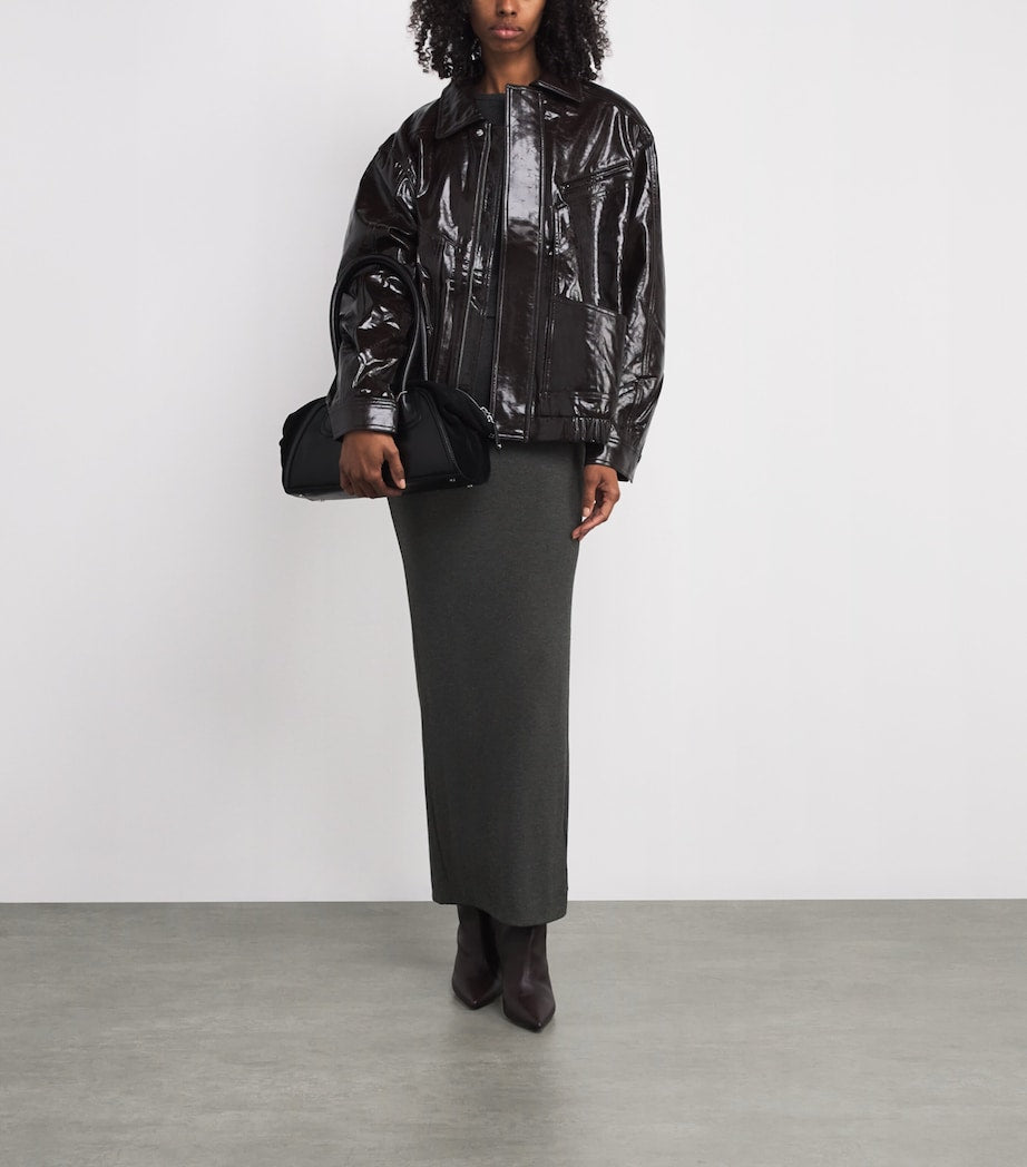 Grey Ribbed Emma Maxi Skirt