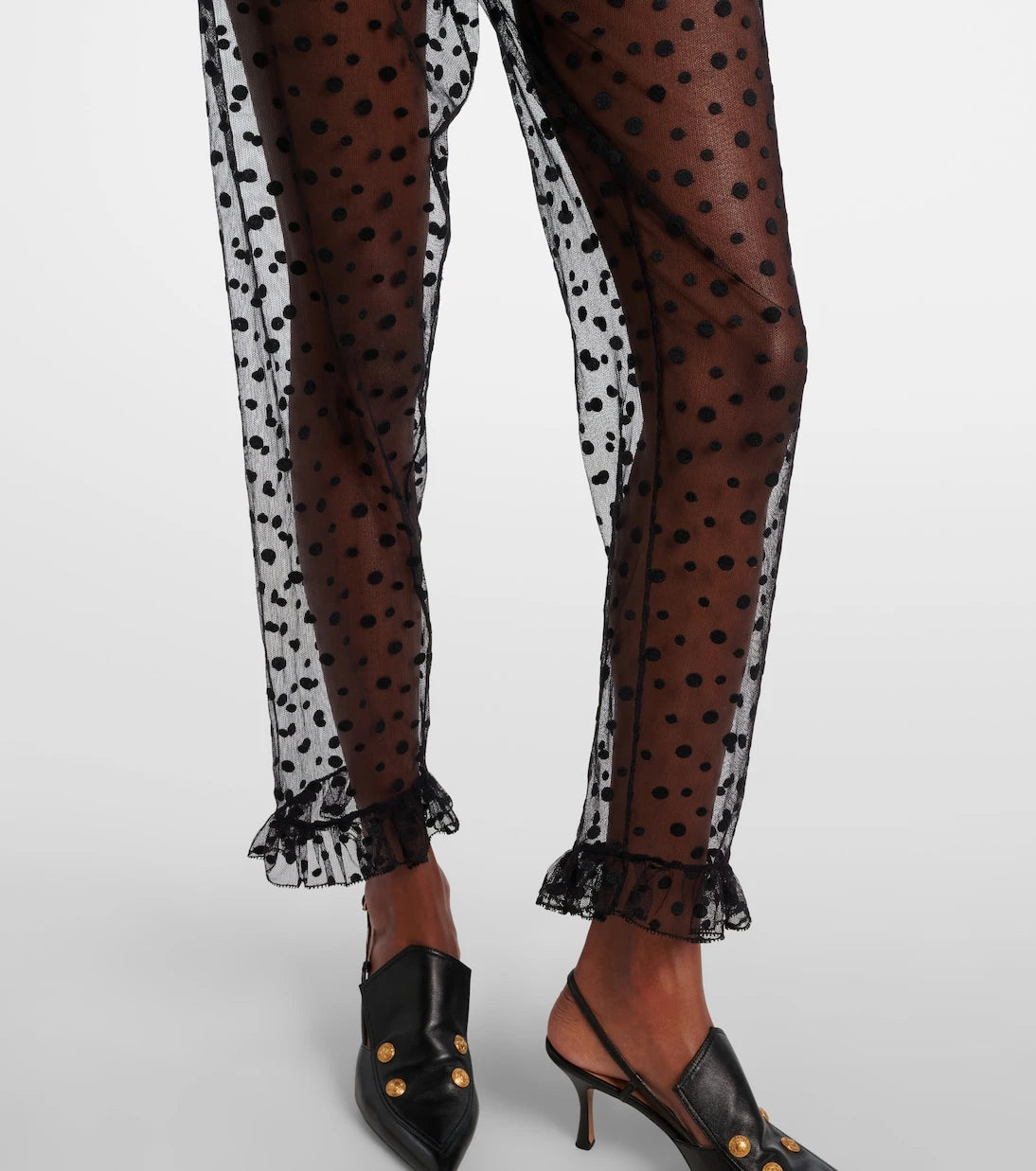 Chloé - Polka-dot cotton-blend tulle straight pants