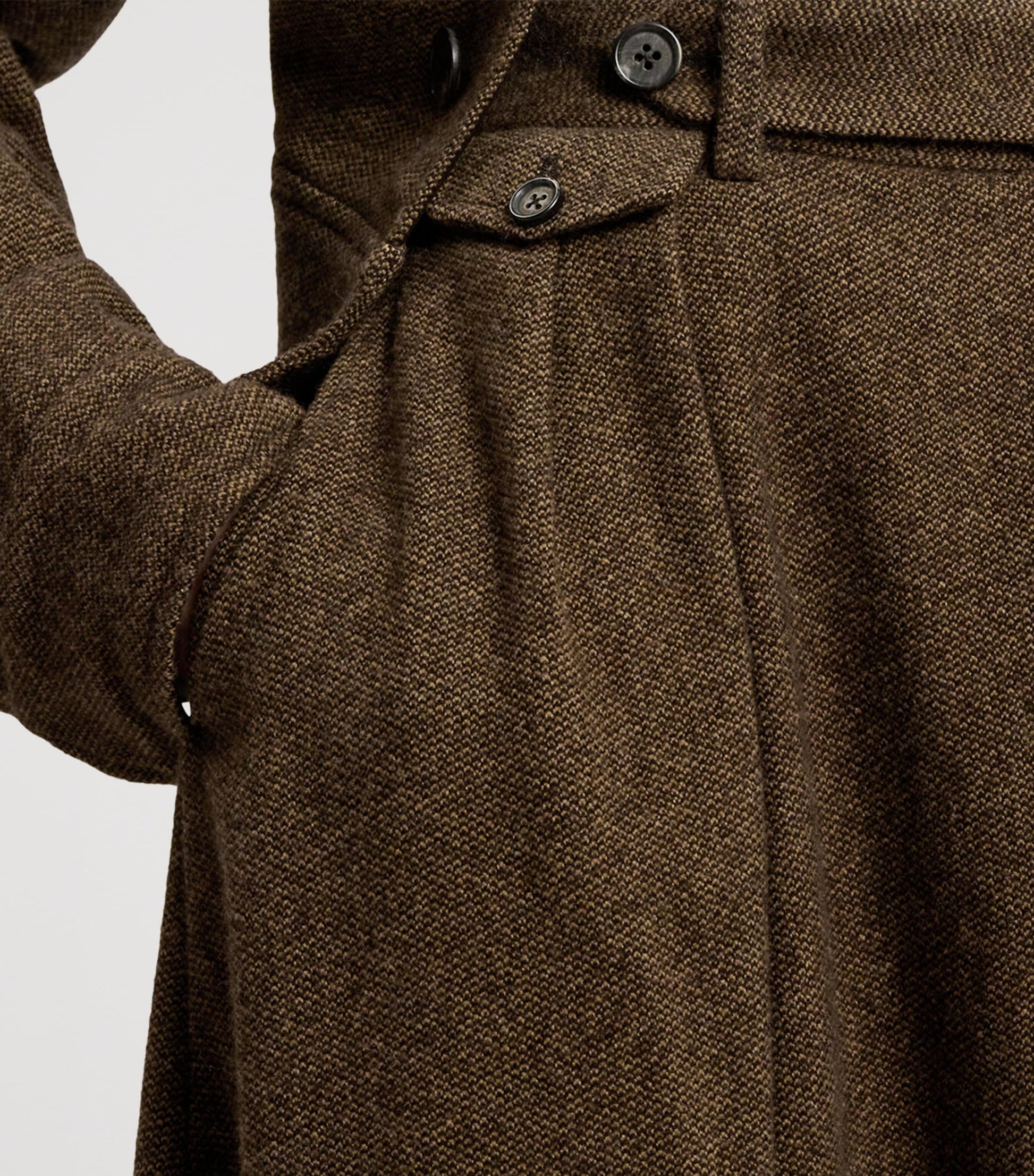 Brown Birdseye Tweed Evilyn Maxi Skirt