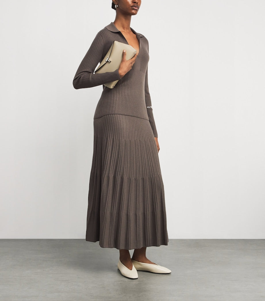 Brown Wool Ribbed Skirt