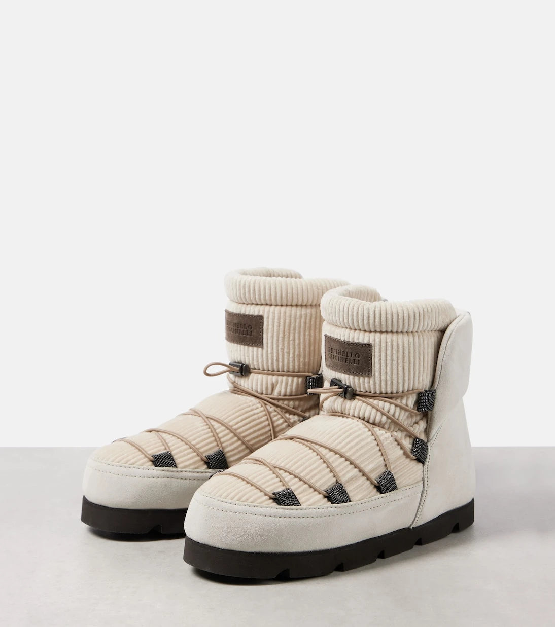 Brunello Cucinelli - Shearling-lined corduroy and suede snow boots