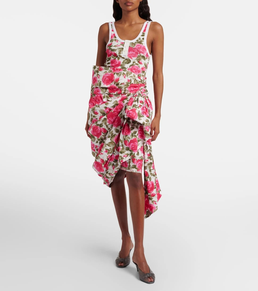 Chloé - Floral bow-detail cotton miniskirt