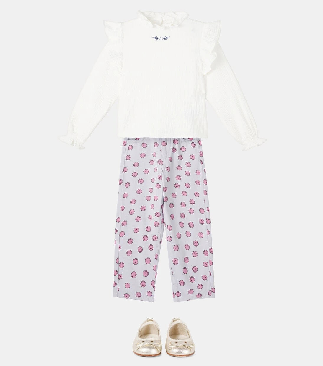 The New Society - Smiley printed cotton straight jeans