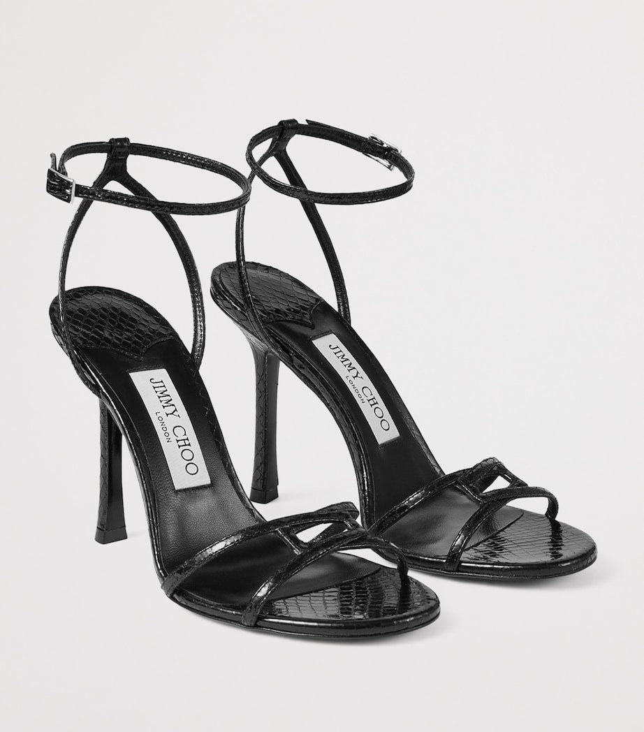 Jimmy Choo Black 1998 Leo 100 Leather Heeled Sandals