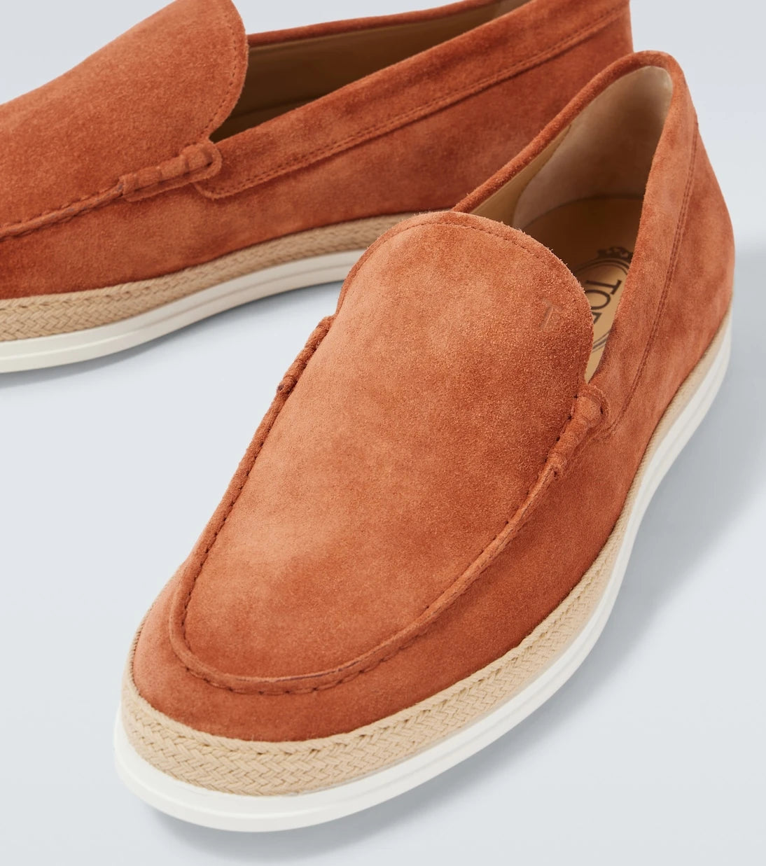 Tod's - Jute-trimmed suede slip-on shoes