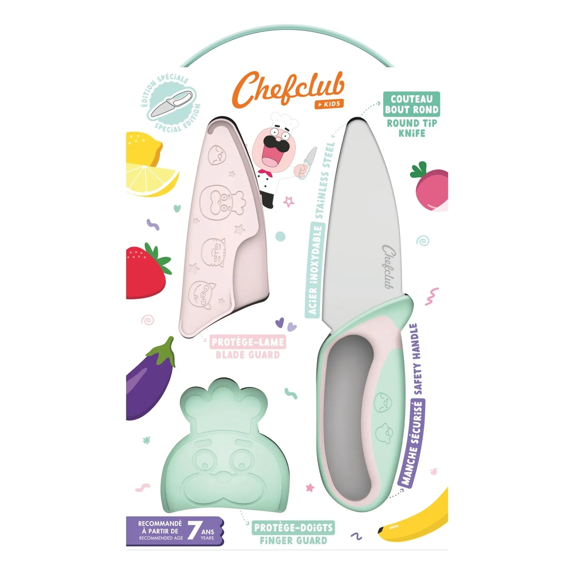 Chefclub - Knife with finger guard | Pale Pink