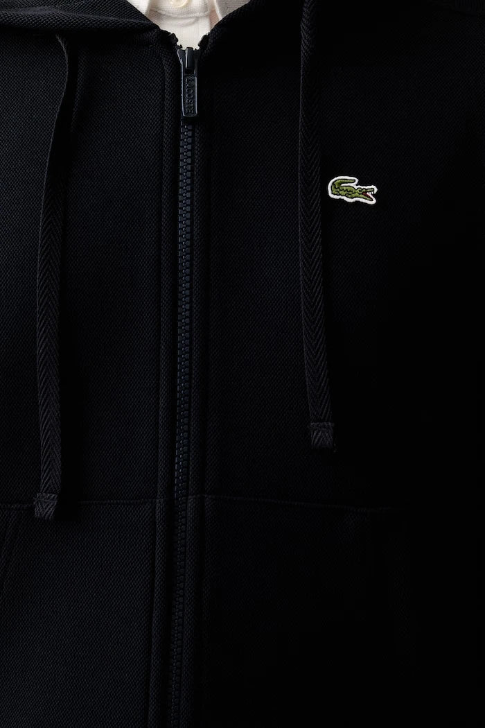 Lacoste fermuarlı kapüşonlu kadın pamuklu sweatshirt