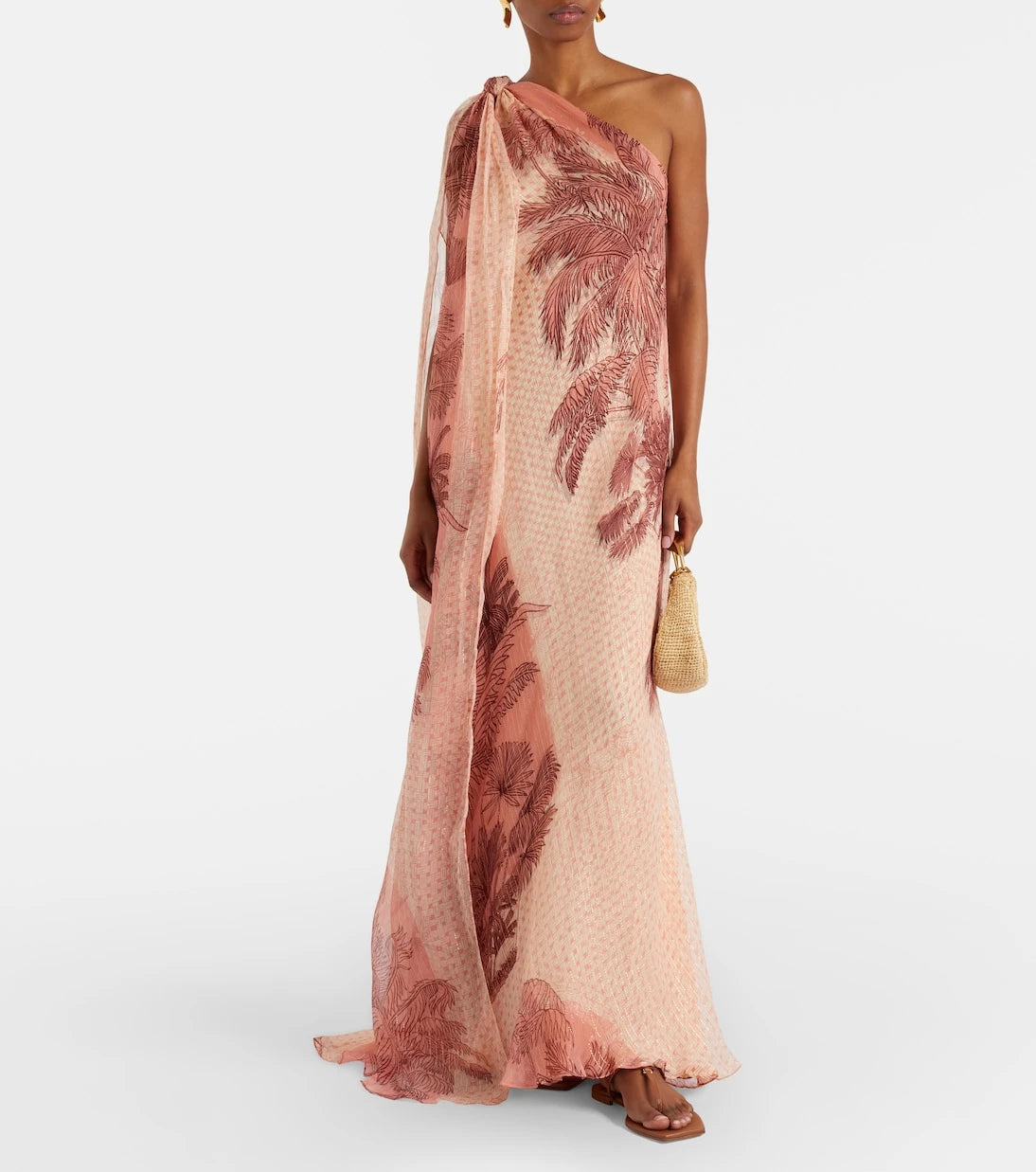 Johanna Ortiz - Printed silk-blend lamé gown