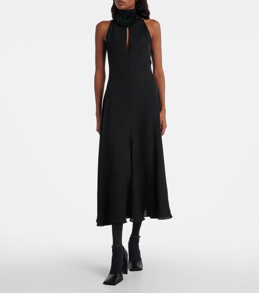 Alaïa - Flower halterneck midi dresss