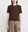 ME+EM Brown Merino Wool-Cashmere Cable-Knit T-Shirt