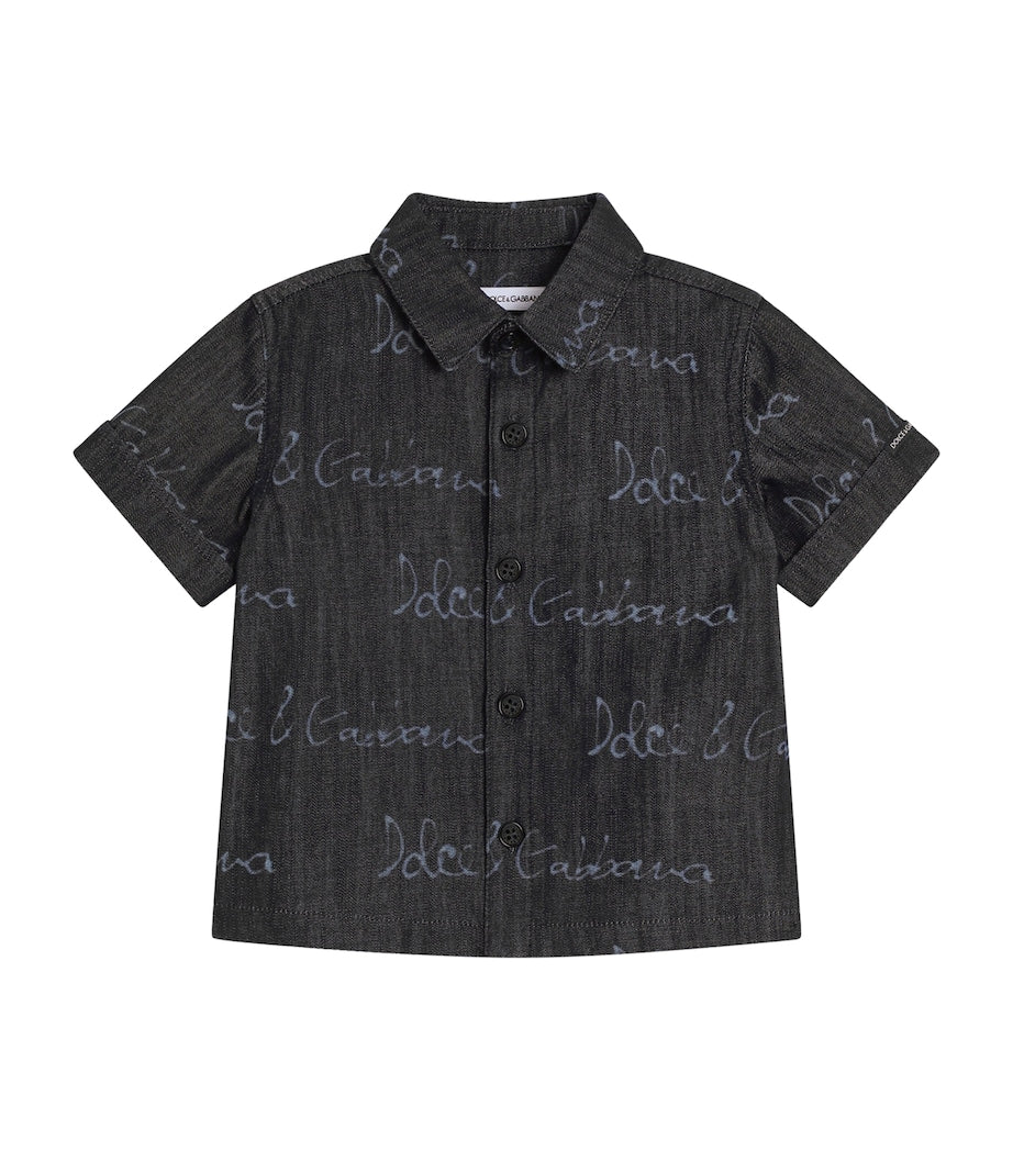 Denim Monogram Shirt (3-30 Months)