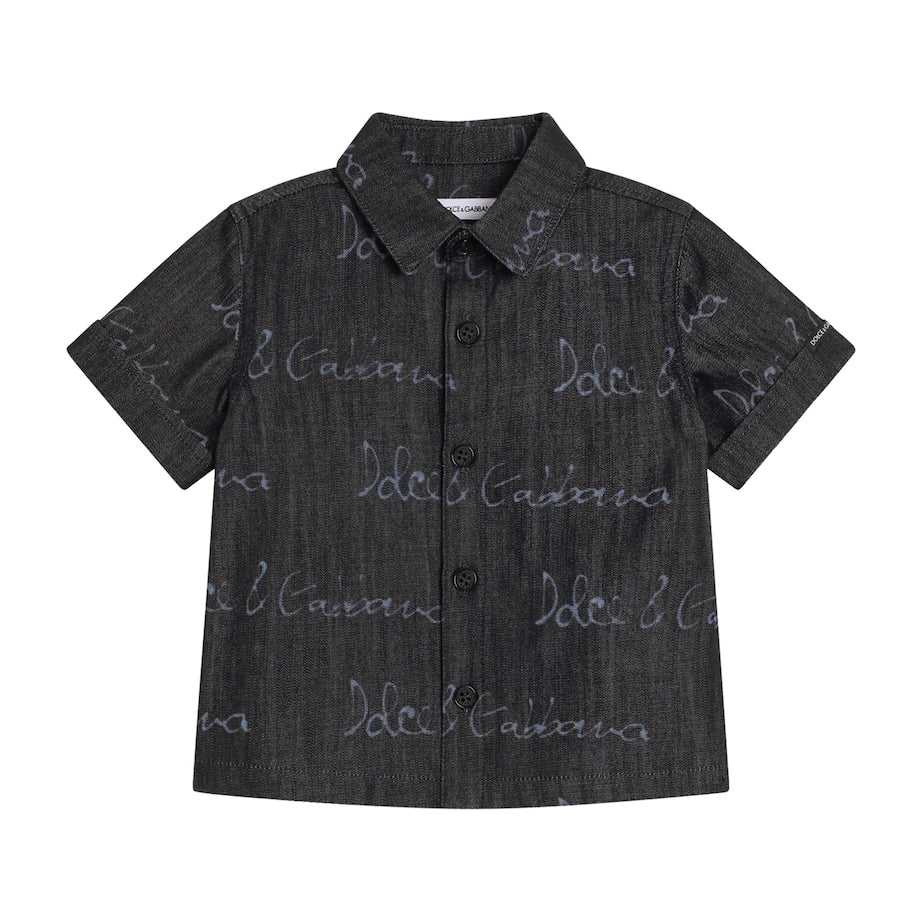 Denim Monogram Shirt (3-30 Months)
