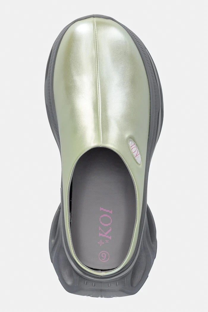 Koi Footwear Kadın Terlik Sabo Lime Waves Chunky Slip On