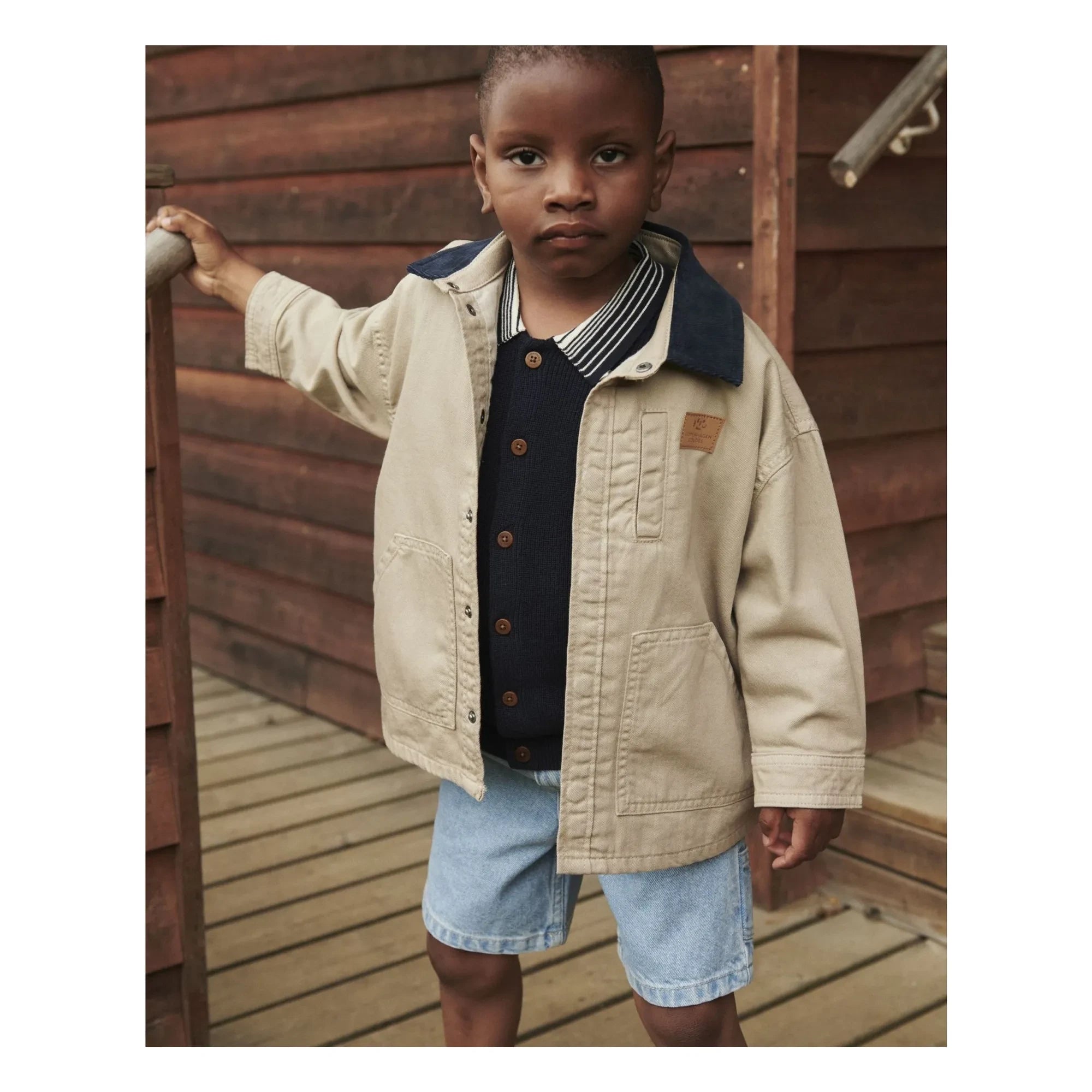 Copenhagen Colors - Velvet Twill Organic Cotton Collar Jacket | Beige