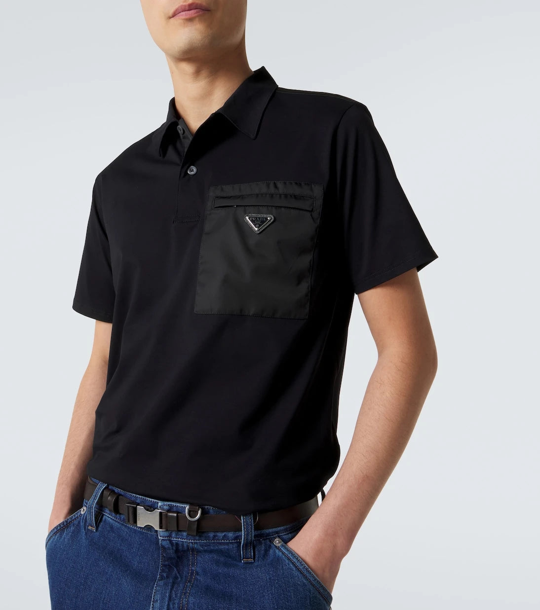 Prada - Re-Nylon-trimmed cotton-blend polo shirt