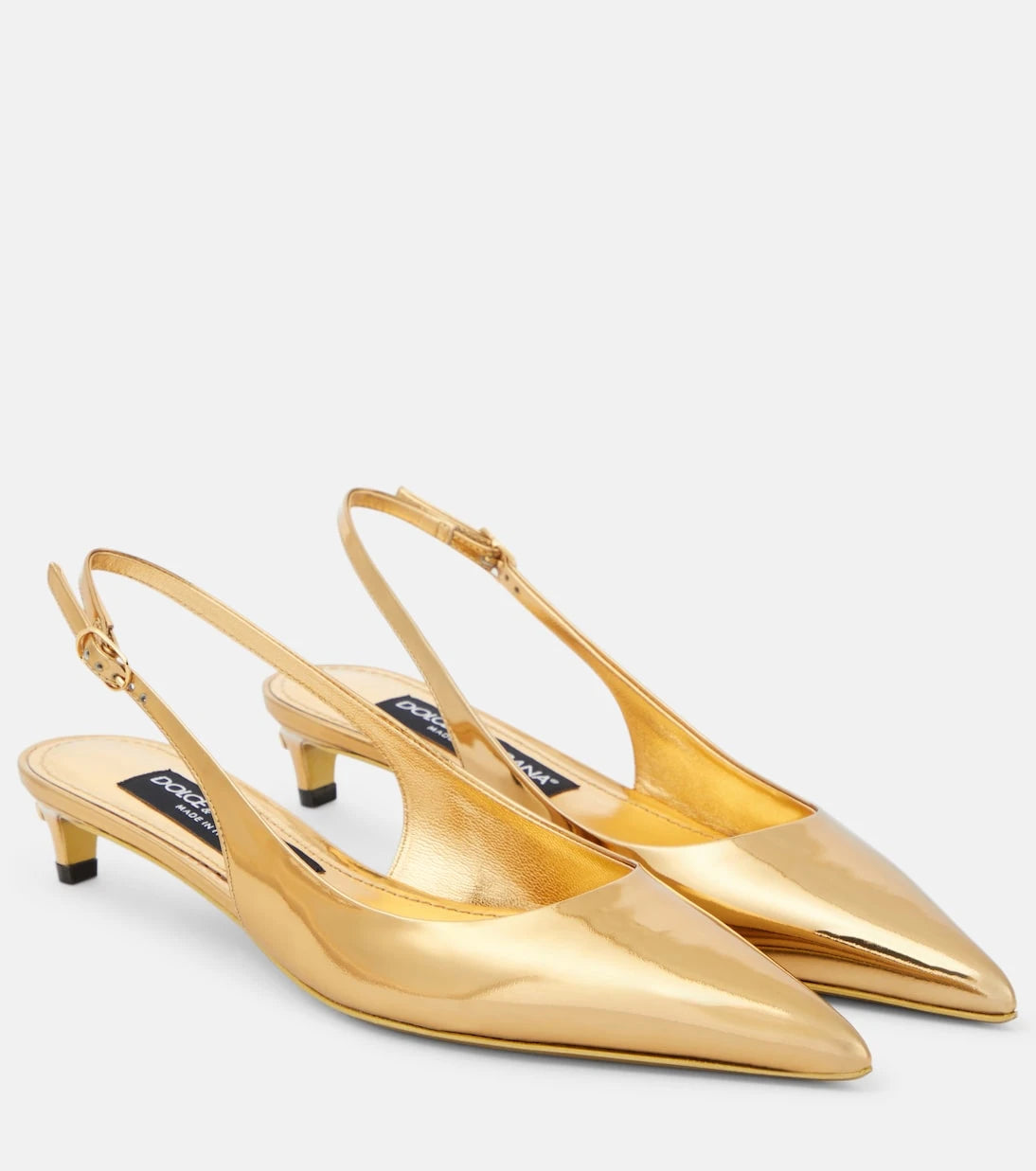 Dolce&Gabbana - Metallic patent leather slingback pumps