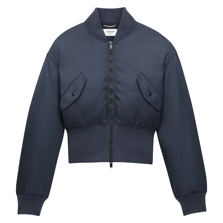 Blue Padded Bomber Jacket