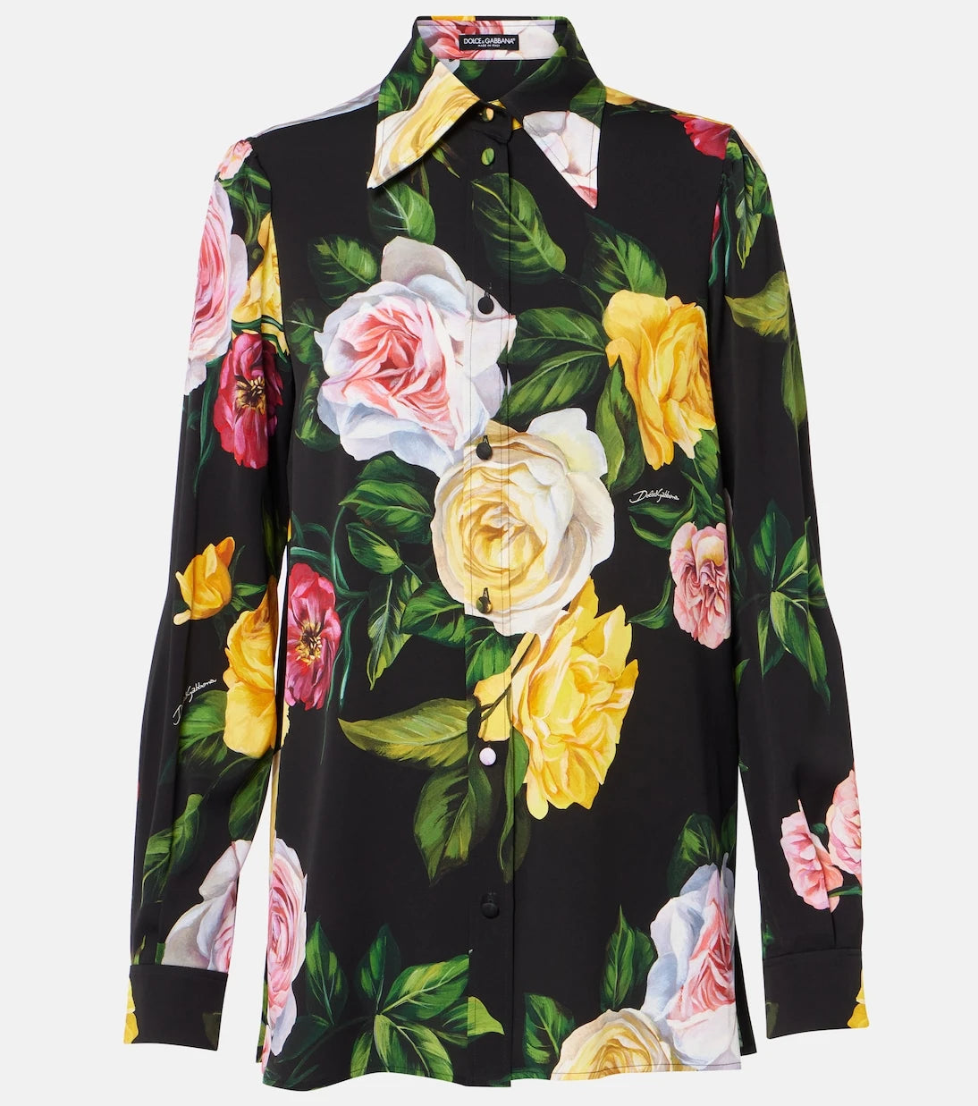 Dolce&Gabbana - Çiçekli ipek karışımlı şarmöz gömlek