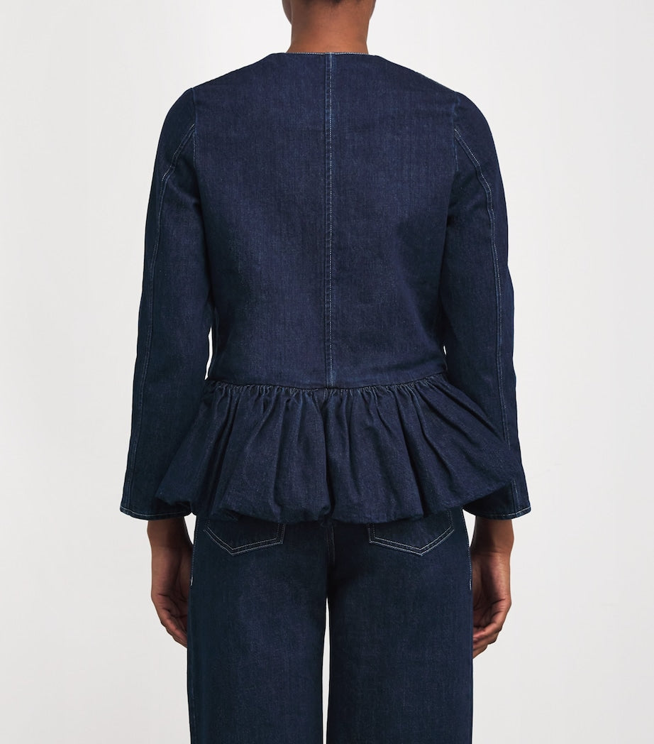Navy Peplum Denim Jacket