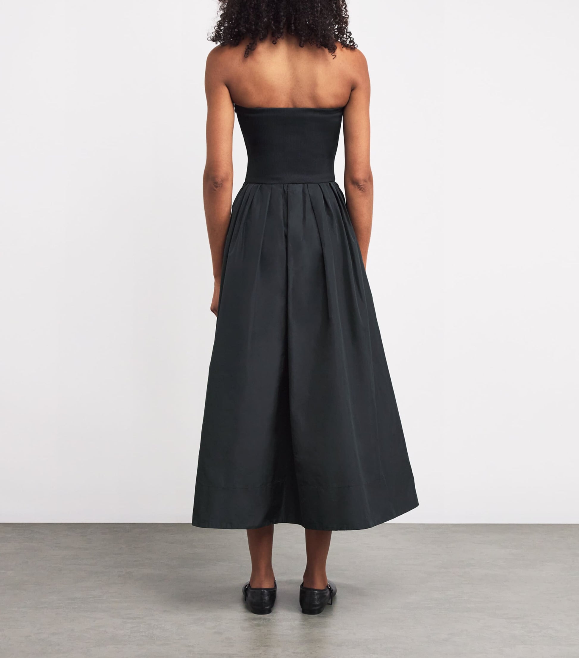 Maje Black Strapless Midi Dress