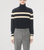 Valentino Garavani Black Virgin Wool Stripe Rollneck Sweater