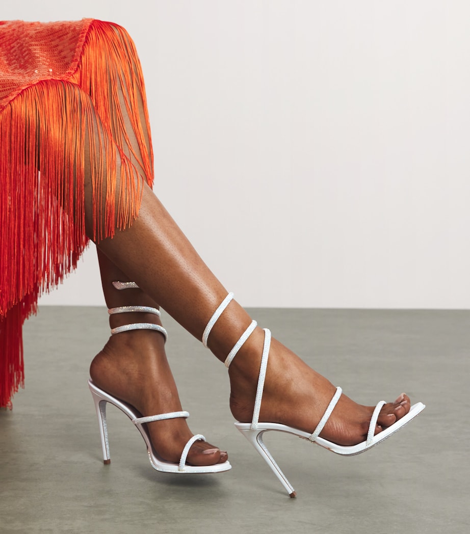 René Caovilla White Embellished Cleo Sandals 105