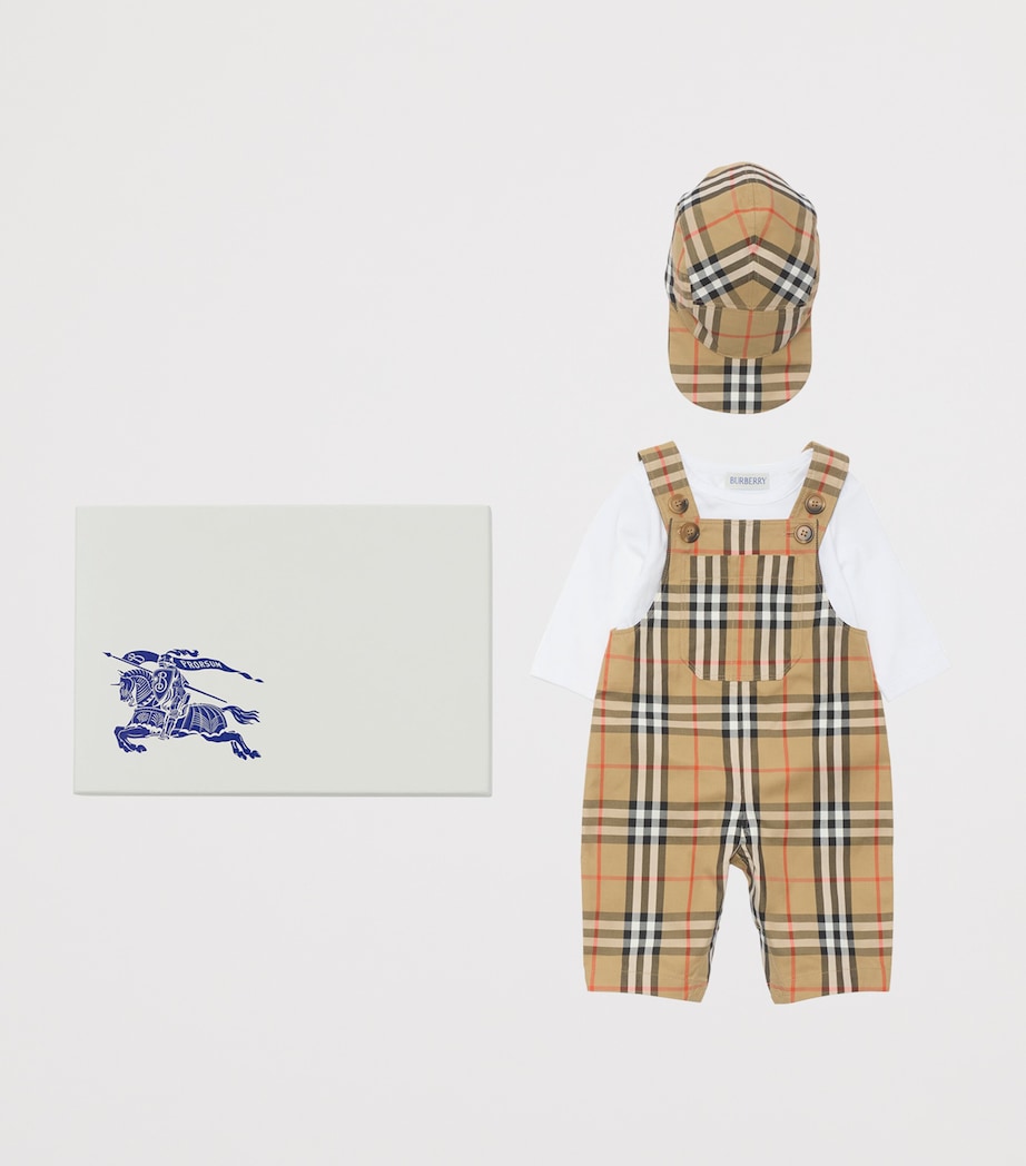 Burberry Kids Stretch-Cotton Bodysuit, Dungarees and Hat Set (1-18 Months)