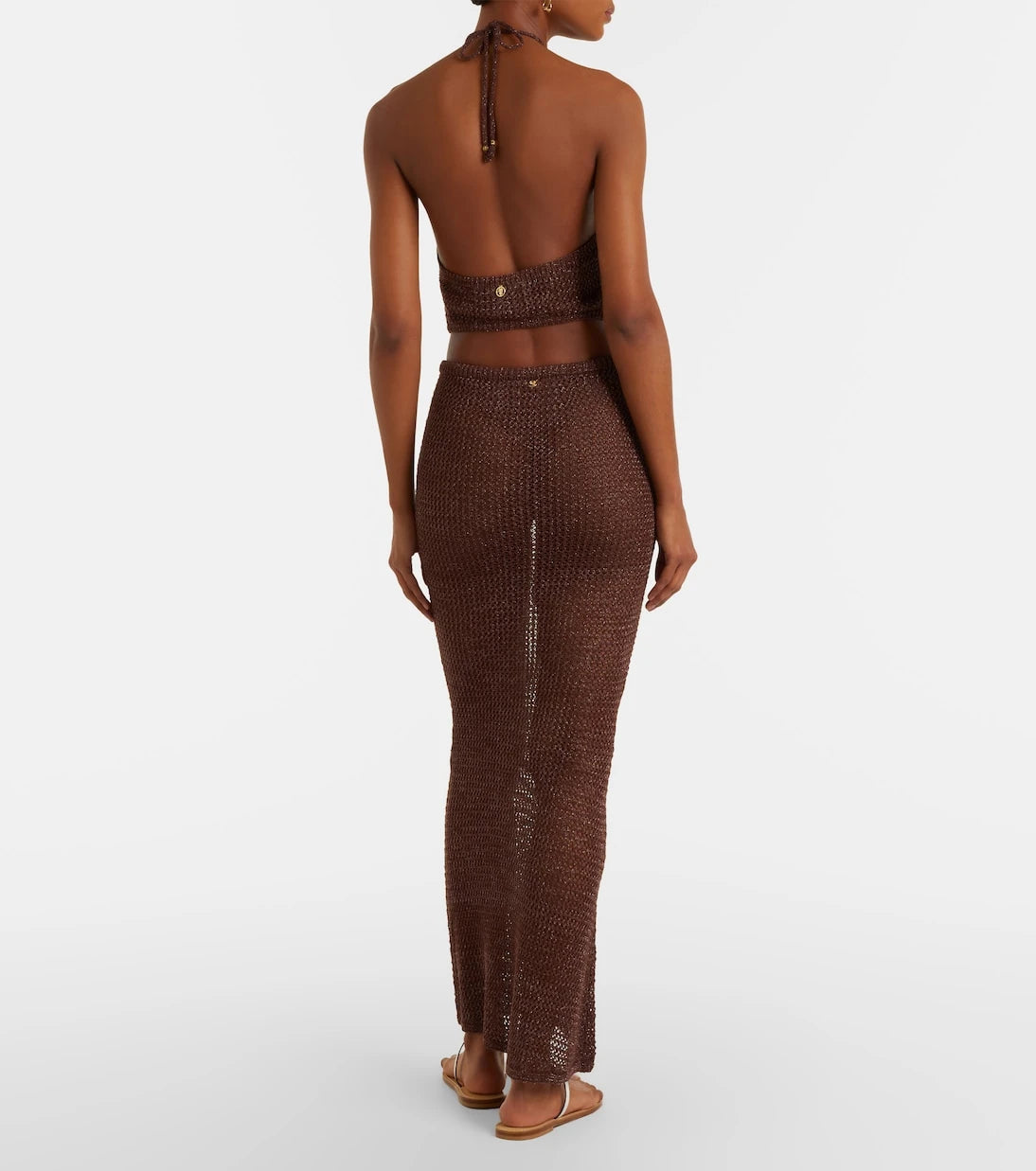 Bananhot - Cori open-knit lamé maxi skirt