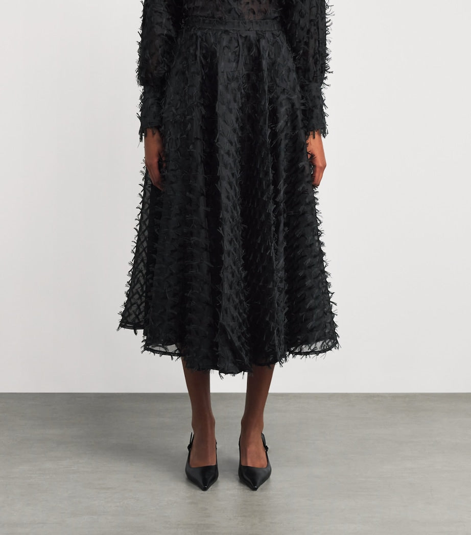 Palmer//Harding Black Organza Gentle Collide Midi Skirt